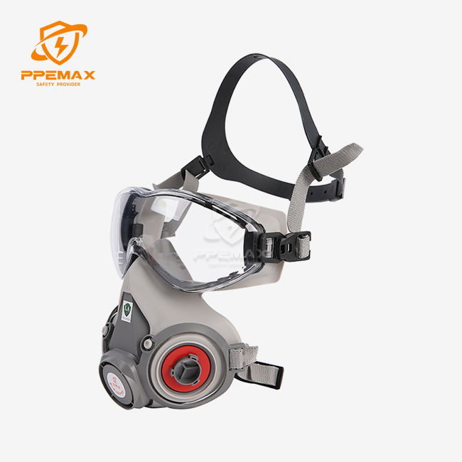 Half respirator mask with goggles